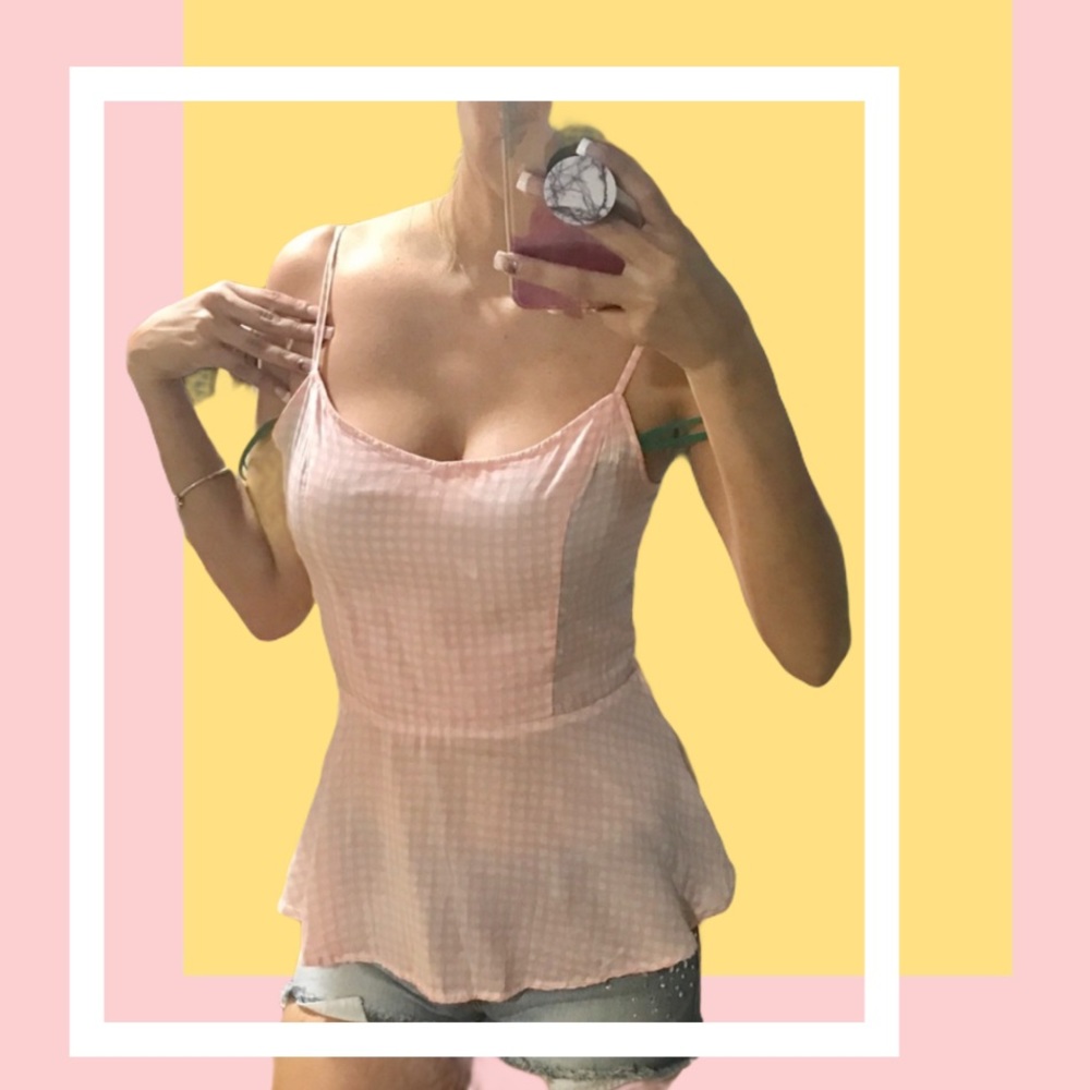 Pink plaid peplum - Picture 2 of 3